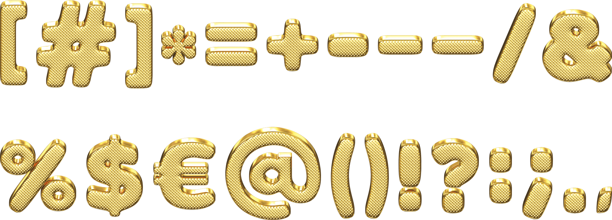 Gold 3D Font Alphabet